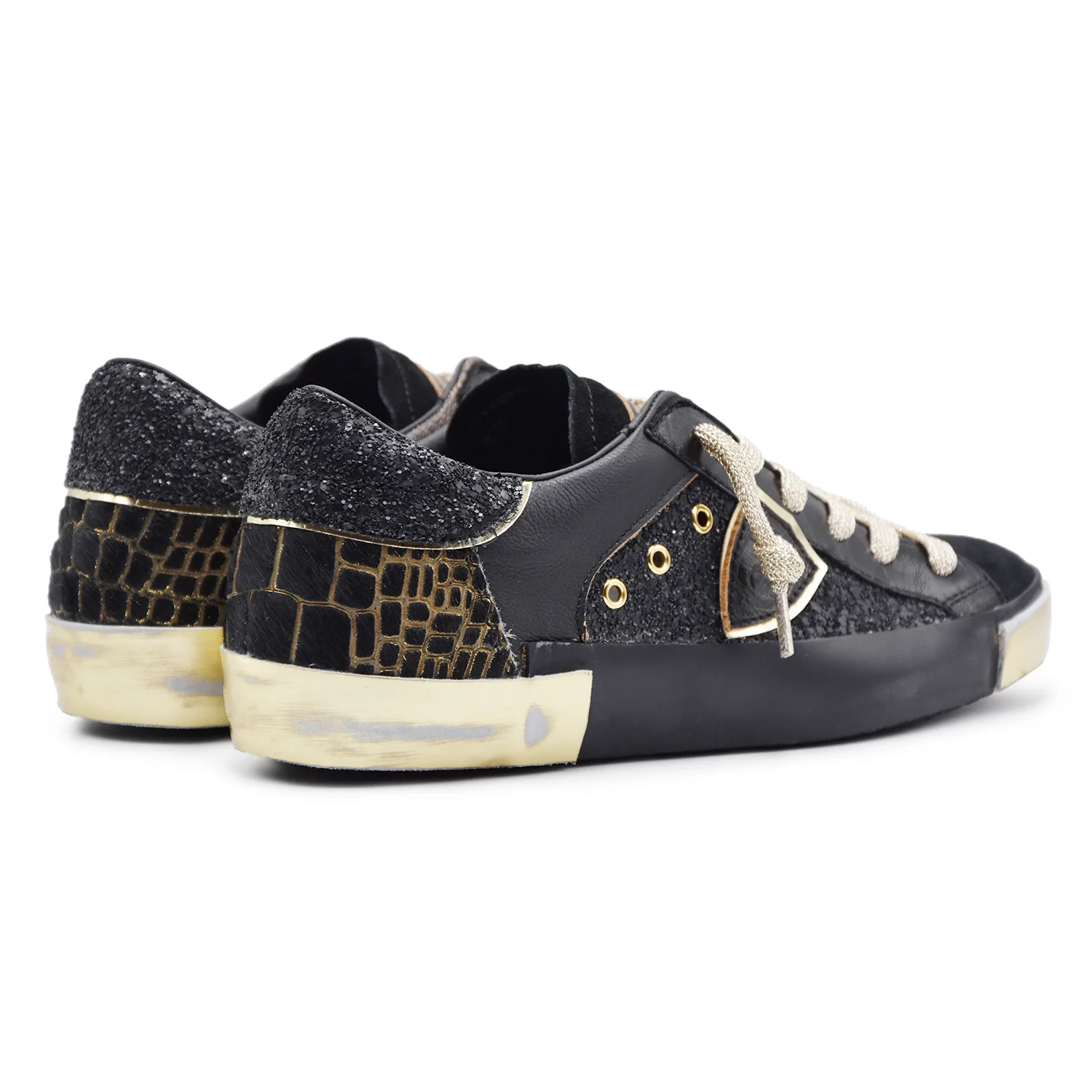 Sneakers Philippe Model Paris Prsx Low Donna Glitter Nero Oro - Image 3