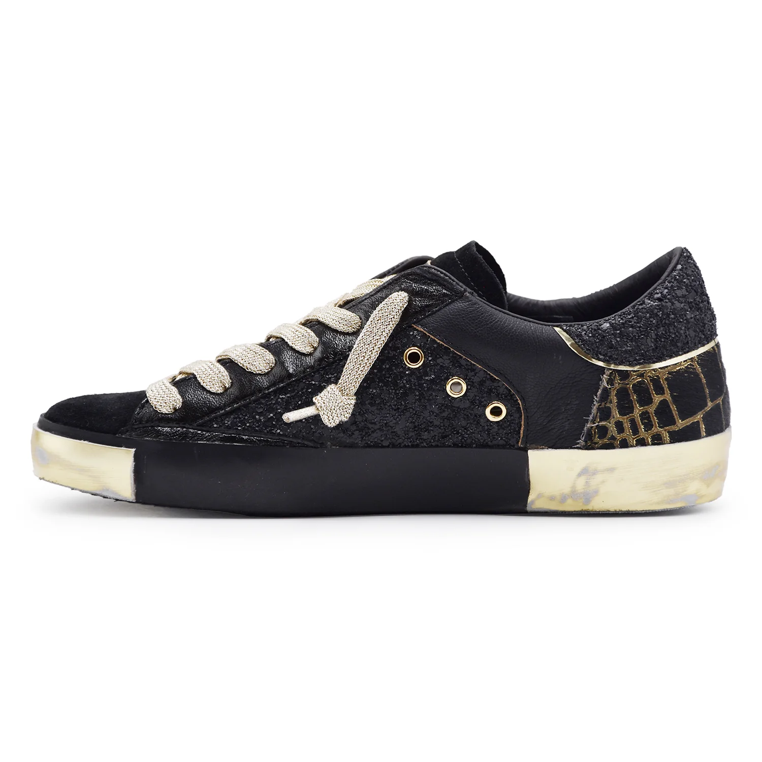 Sneakers Philippe Model Paris Prsx Low Donna Glitter Nero Oro - Image 4