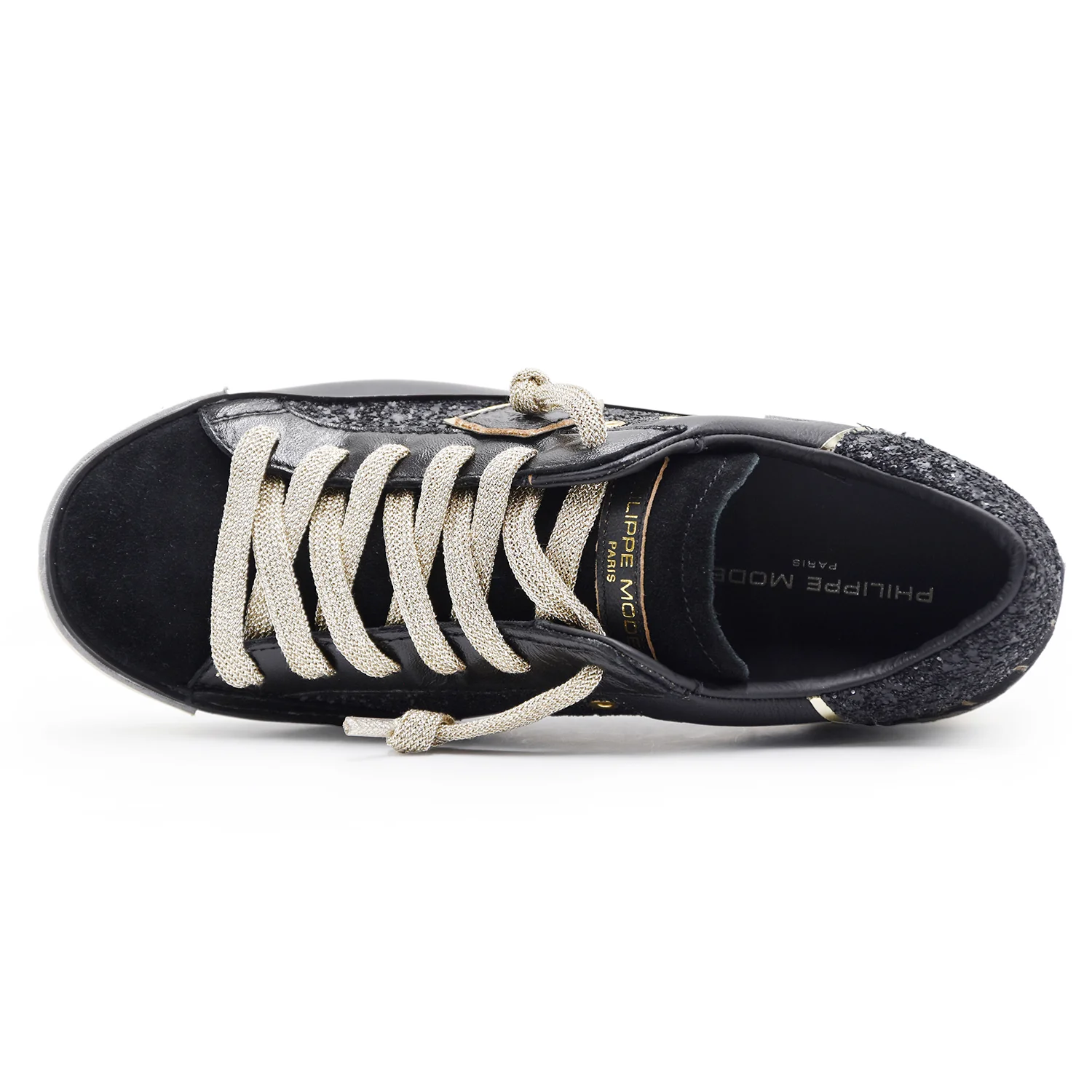Sneakers Philippe Model Paris Prsx Low Donna Glitter Nero Oro - Image 5