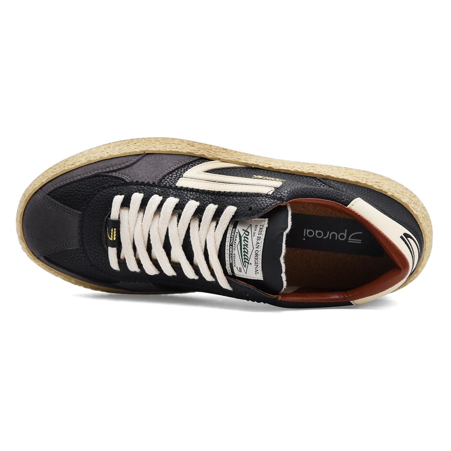 Sneakers Puraai Uomo Classic 1.01 Vintage Eclipse Nero Burro - Image 5