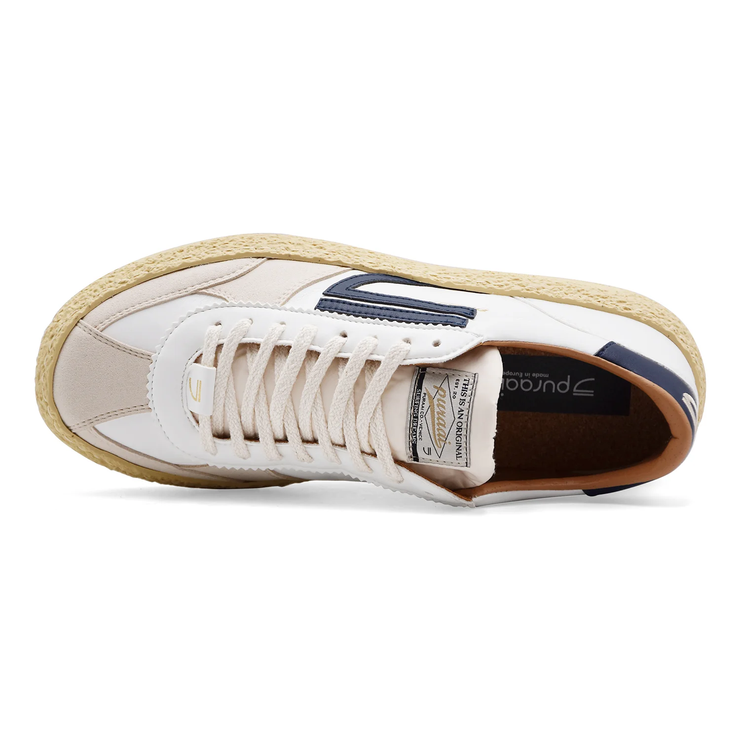 Sneakers Puraai Uomo 1.01 Pelle Bianca Con Logo E Tallone Blu - Image 5