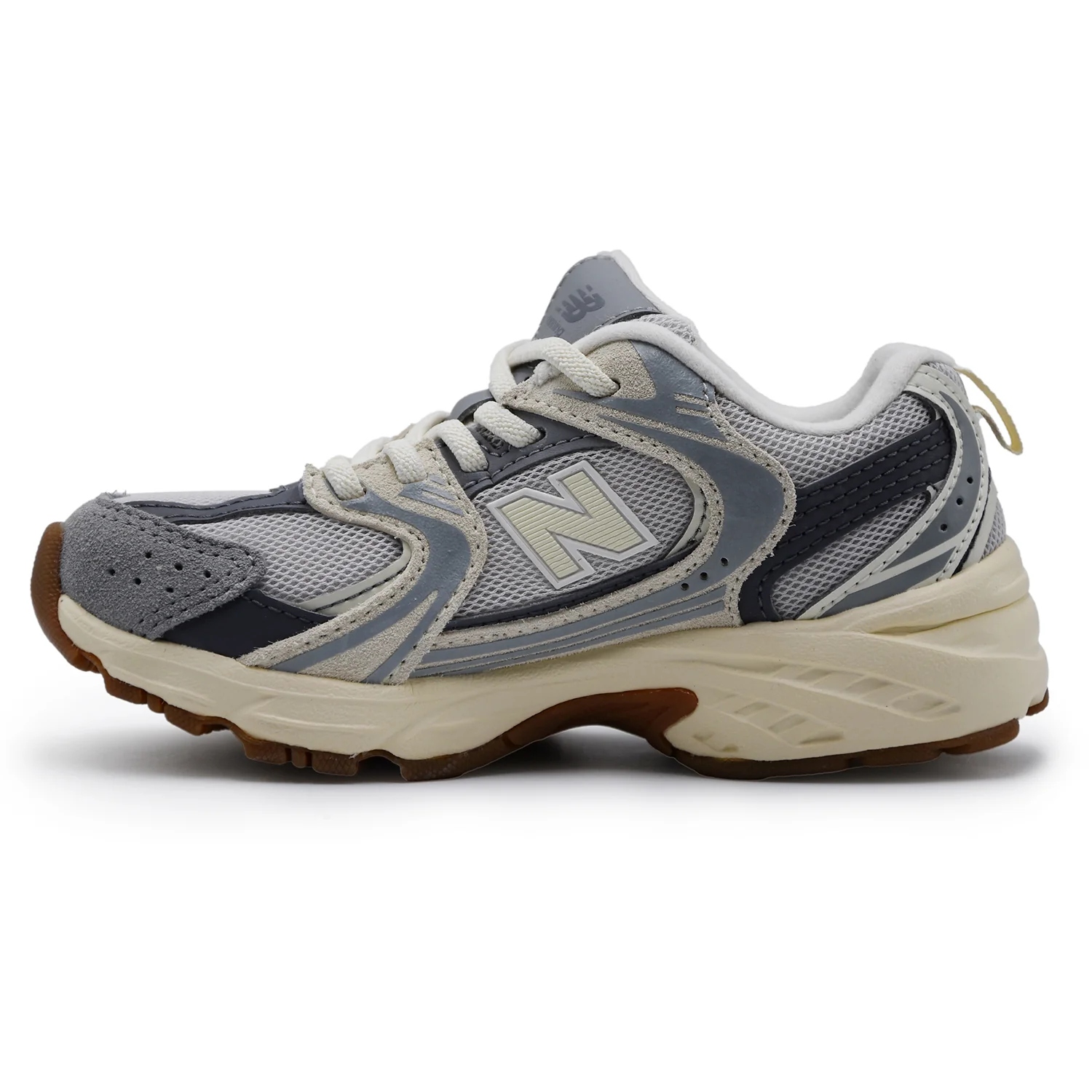 Sneakers New Balance Bambino Pelle Scamosciata Grigio E Tessuto - Image 3