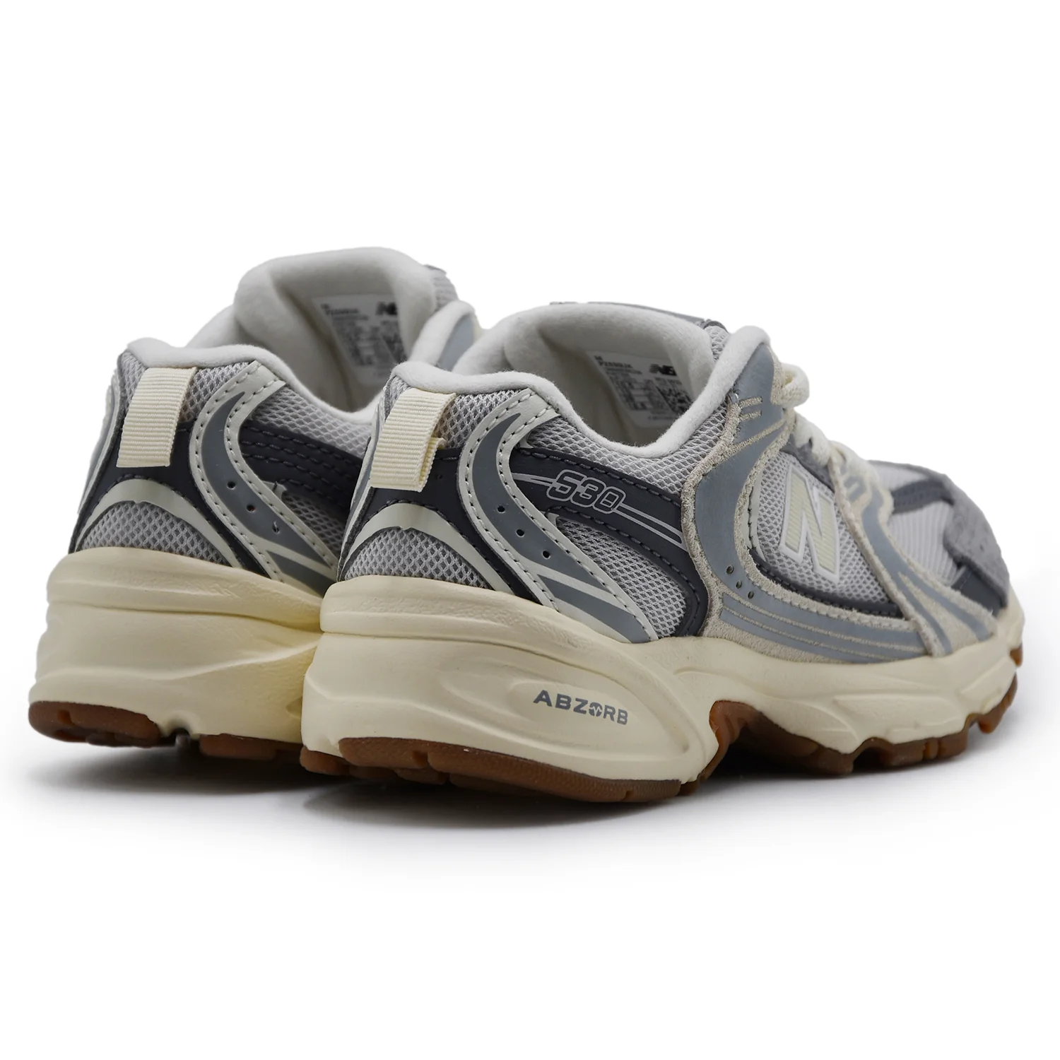 Sneakers New Balance Bambino Pelle Scamosciata Grigio E Tessuto - Image 4