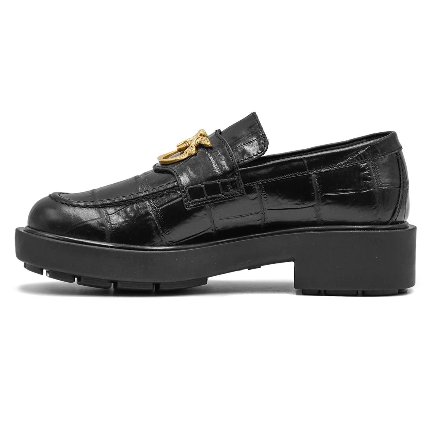 Mocassini Pinko Donna Nero Tina Stampa Cocco Con Orlo Cucito - Image 3