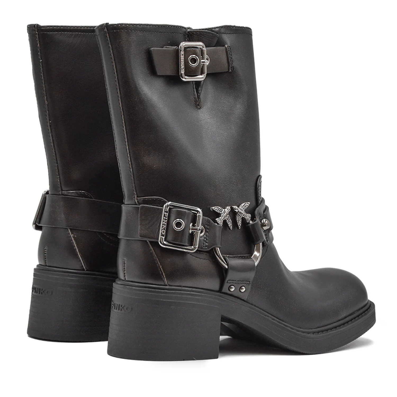 Stivaletti Pinko Alys 02 Donna Nero Biker Leggermente Squadrato - Image 4