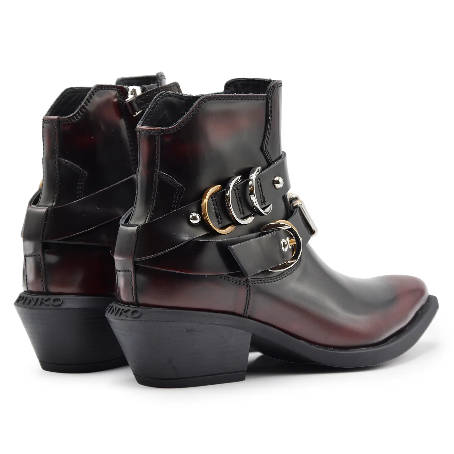 Texani Pinko Tex 13 Rosso Bordeaux Donna Con Dettagli Metallici - Image 3