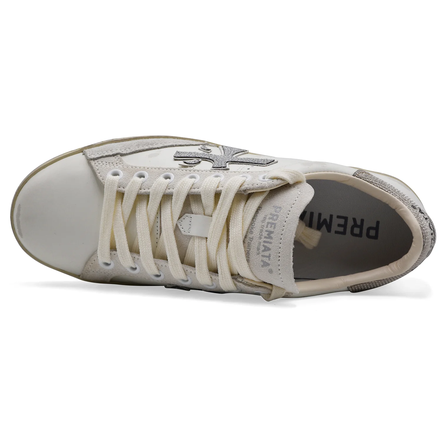 Sneakers Premiata STEVEND 8127 Donna Bianco Con Effetto Vissuto - Image 3