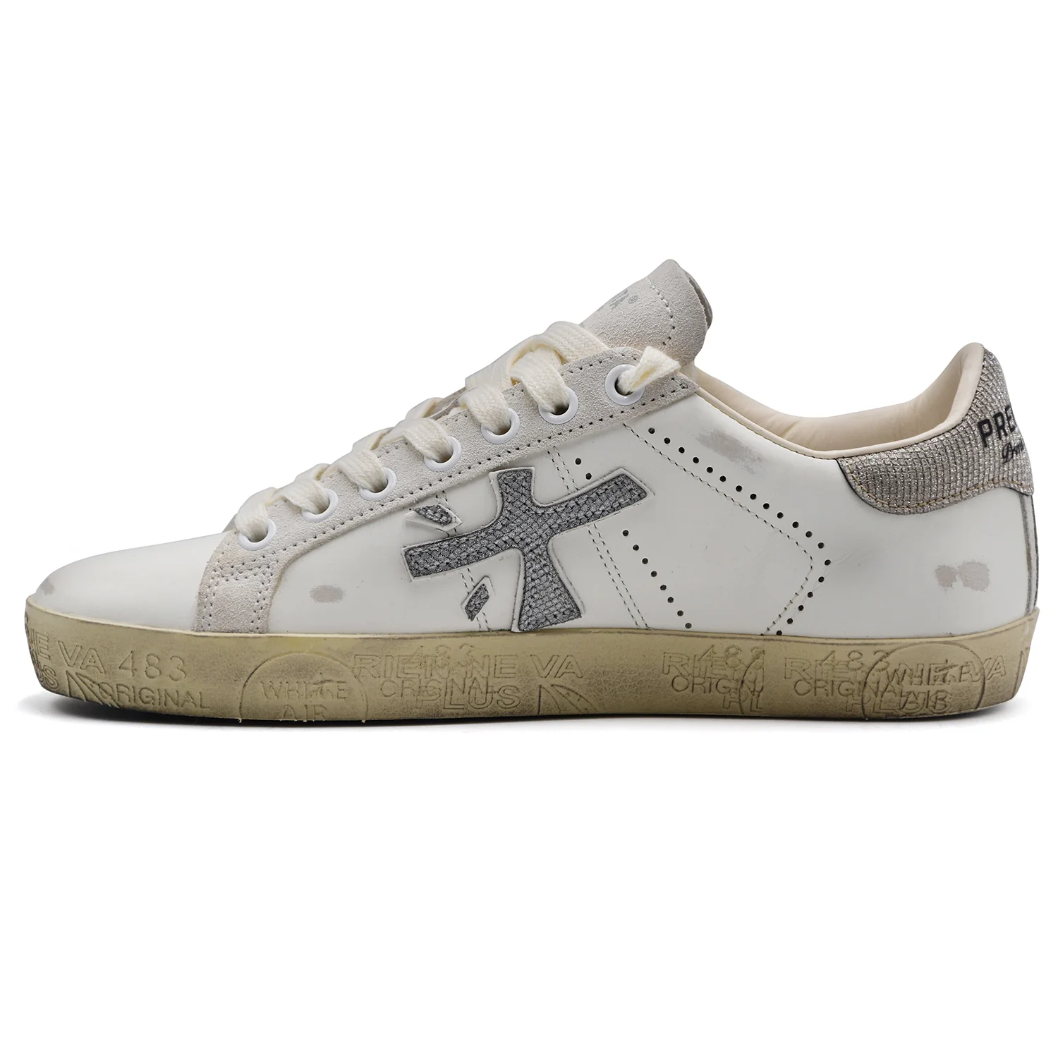 Sneakers Premiata STEVEND 8127 Donna Bianco Con Effetto Vissuto - Image 5