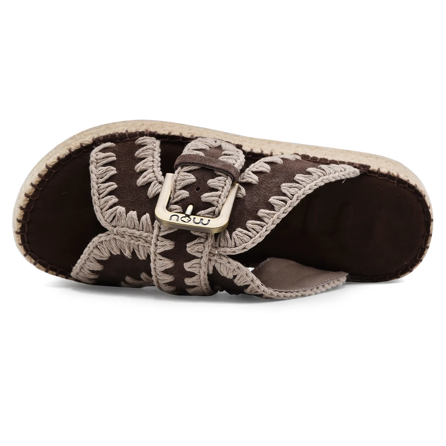 Sandali Donna Mou Jute Marrone Scuro Tocco Moderno Distintivo - Image 3