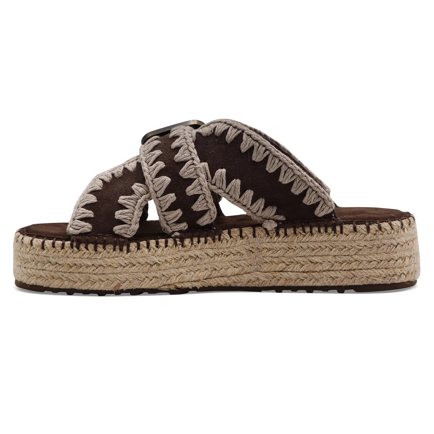 Sandali Donna Mou Jute Marrone Scuro Tocco Moderno Distintivo - Image 5
