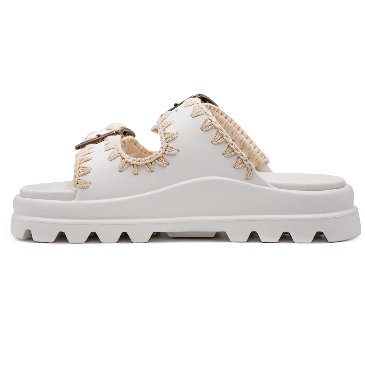 Sandali Mou Donna Eva One-Piece Slide Bianco Con Doppia Fibbia - Image 3