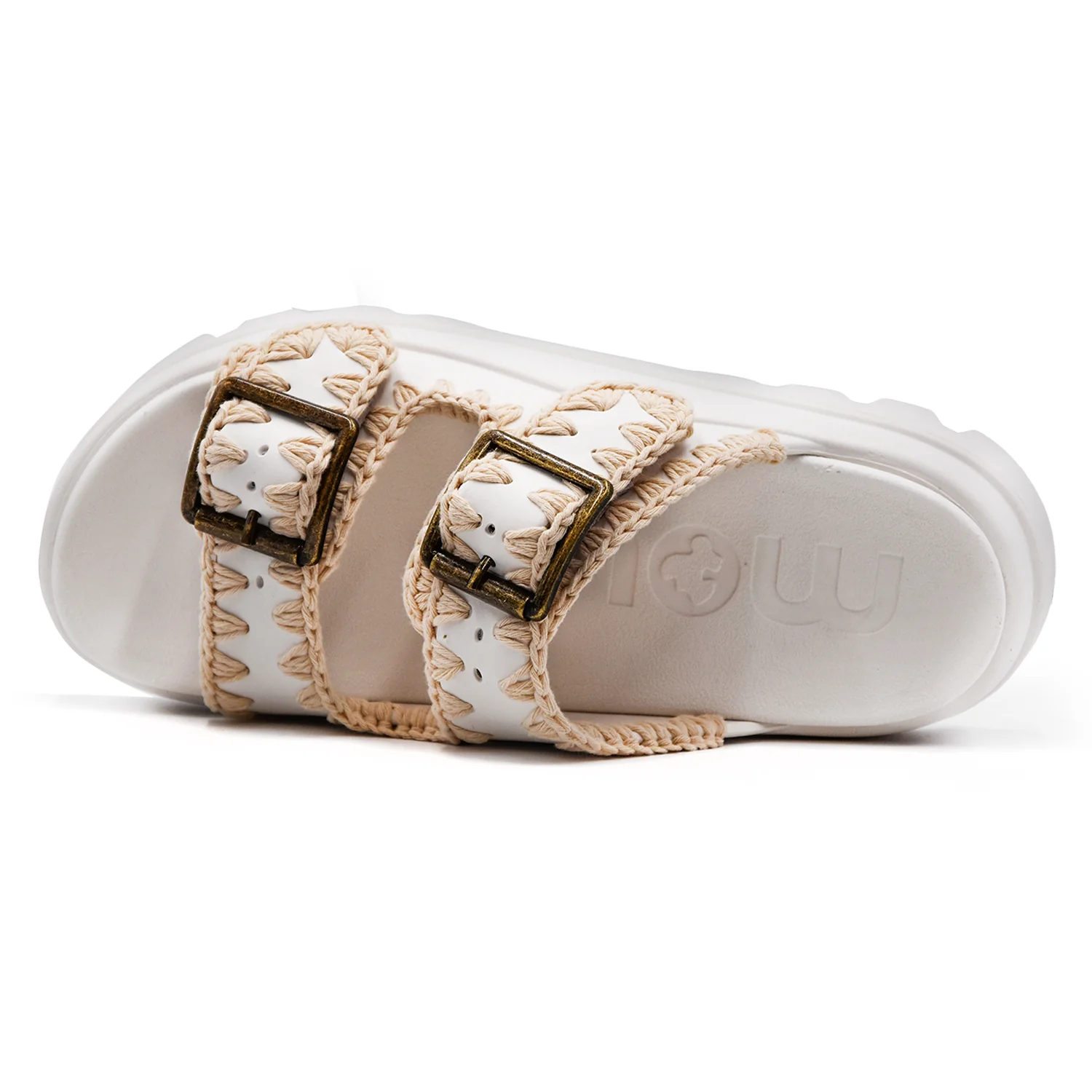 Sandali Mou Donna Eva One-Piece Slide Bianco Con Doppia Fibbia - Image 4