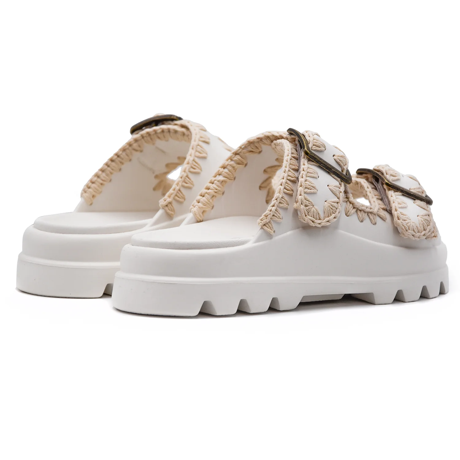 Sandali Mou Donna Eva One-Piece Slide Bianco Con Doppia Fibbia - Image 5