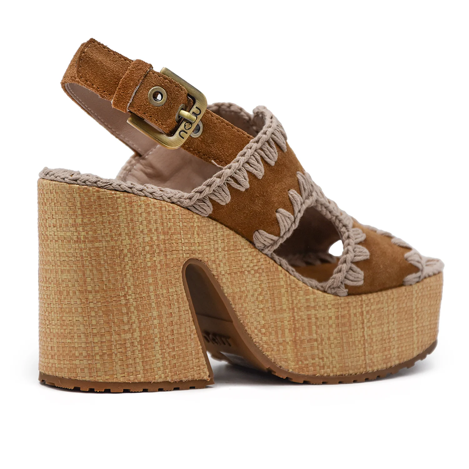 Sandali Mou Raffia Platform Donna Cognac Cinturino Caviglia - Image 4