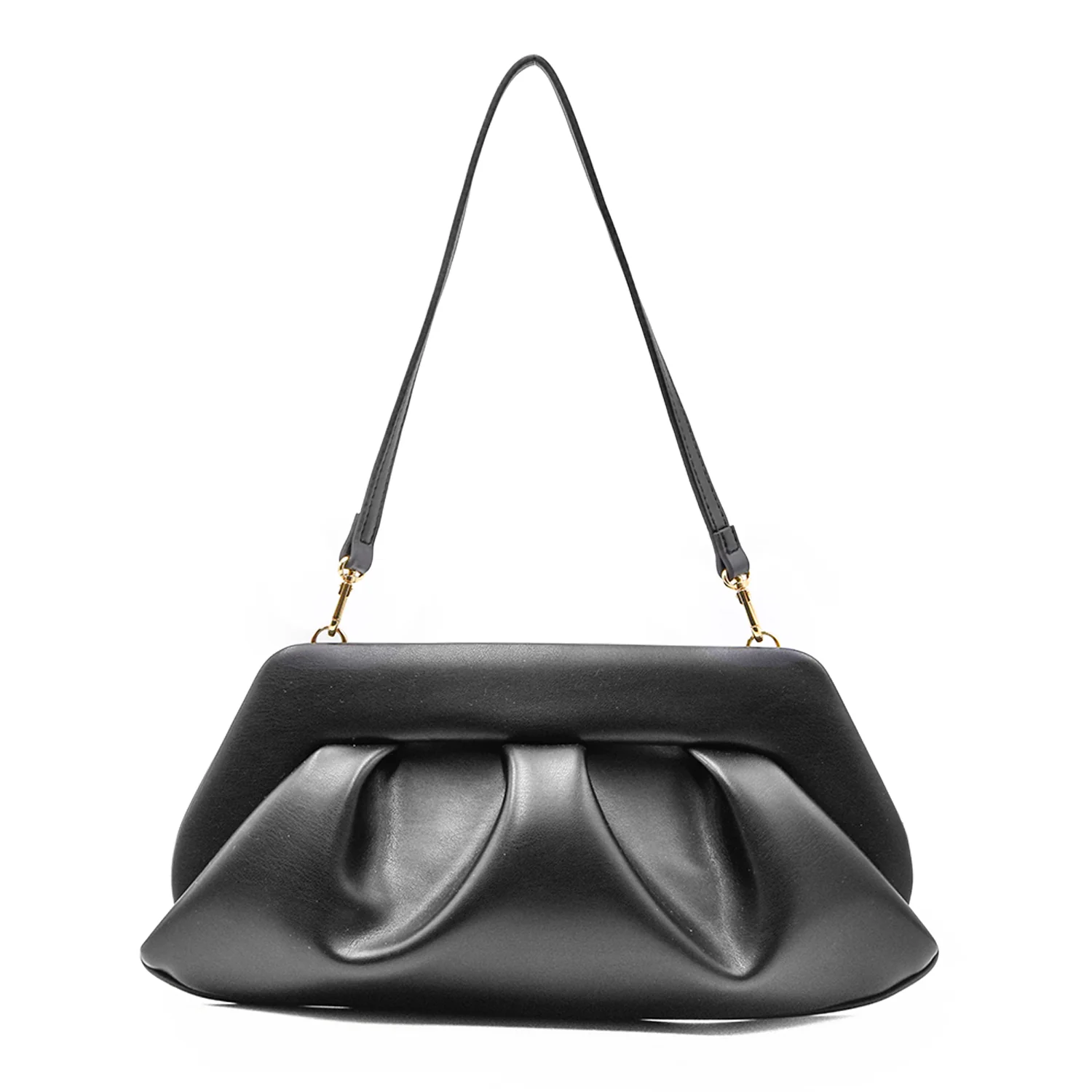 Borsa Themoirè Donna Bios Baguette Nero Clutch Stile Sostenibile - Image 3