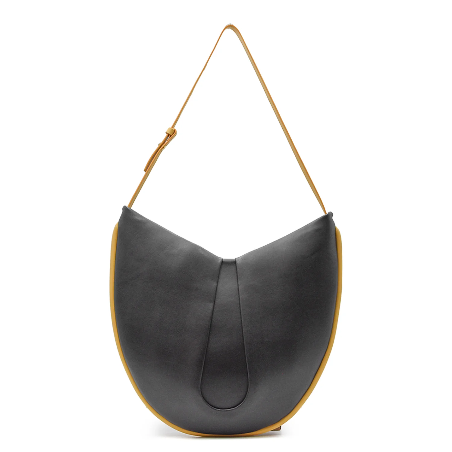 Borsa Nero Themoirè Tike Bicolor Con Particolare Bordatura Ocra - Image 3