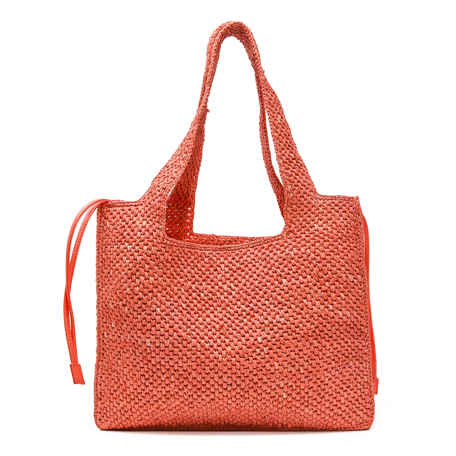 Borsa Themoirè Donna Morea Rafia Coral Intrecciata Rosso Chiaro - Image 3