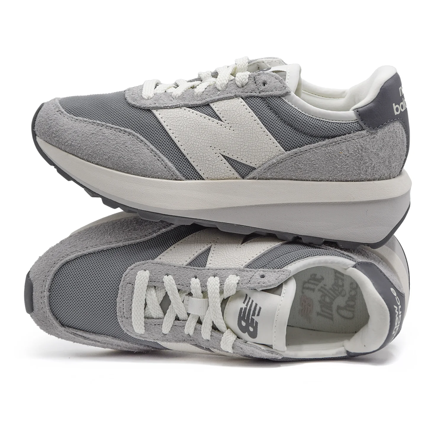 New Balance Sneakers U370 Grigio Donna Con Maxi Logo A Contrasto - Image 4