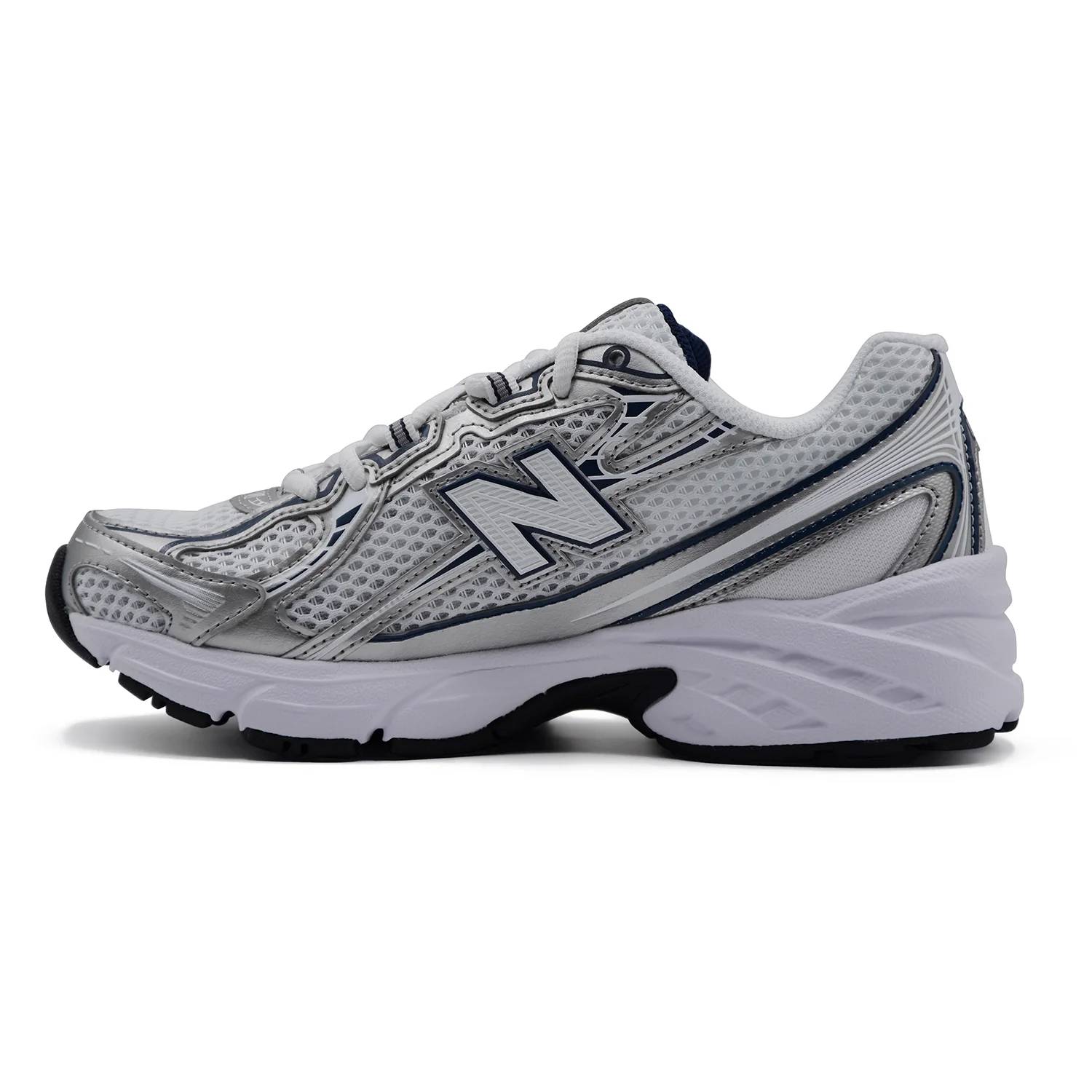 Sneakers New Balance 740 Donna Bianco Argento Blu Stile Grintoso - Image 3