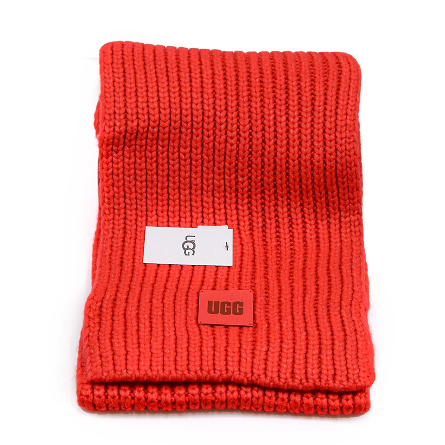 Ugg Unisex Sciarpe Rosso Con Logo Grafico Ugg Frontale In Pelle