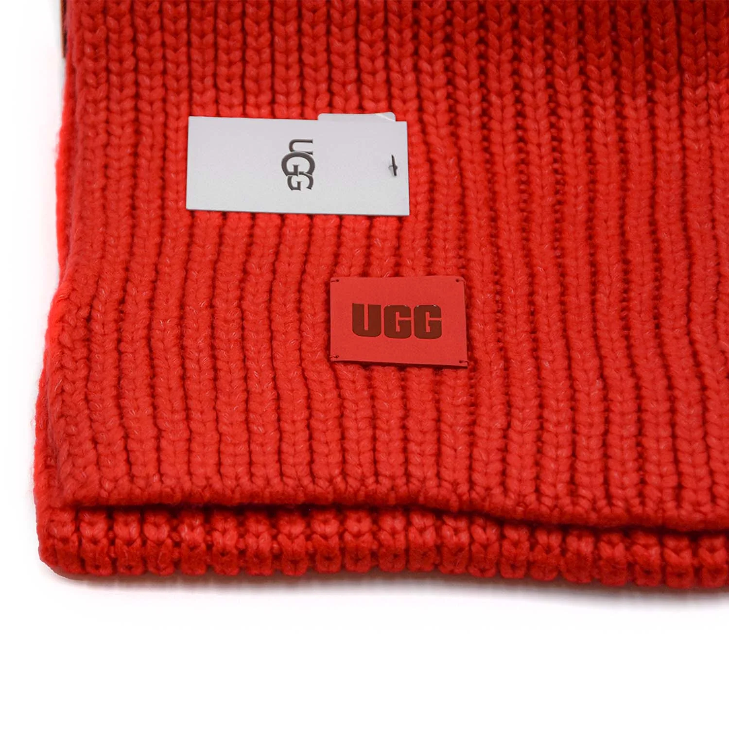 Ugg Unisex Sciarpe Rosso Con Logo Grafico Ugg Frontale In Pelle - Image 2