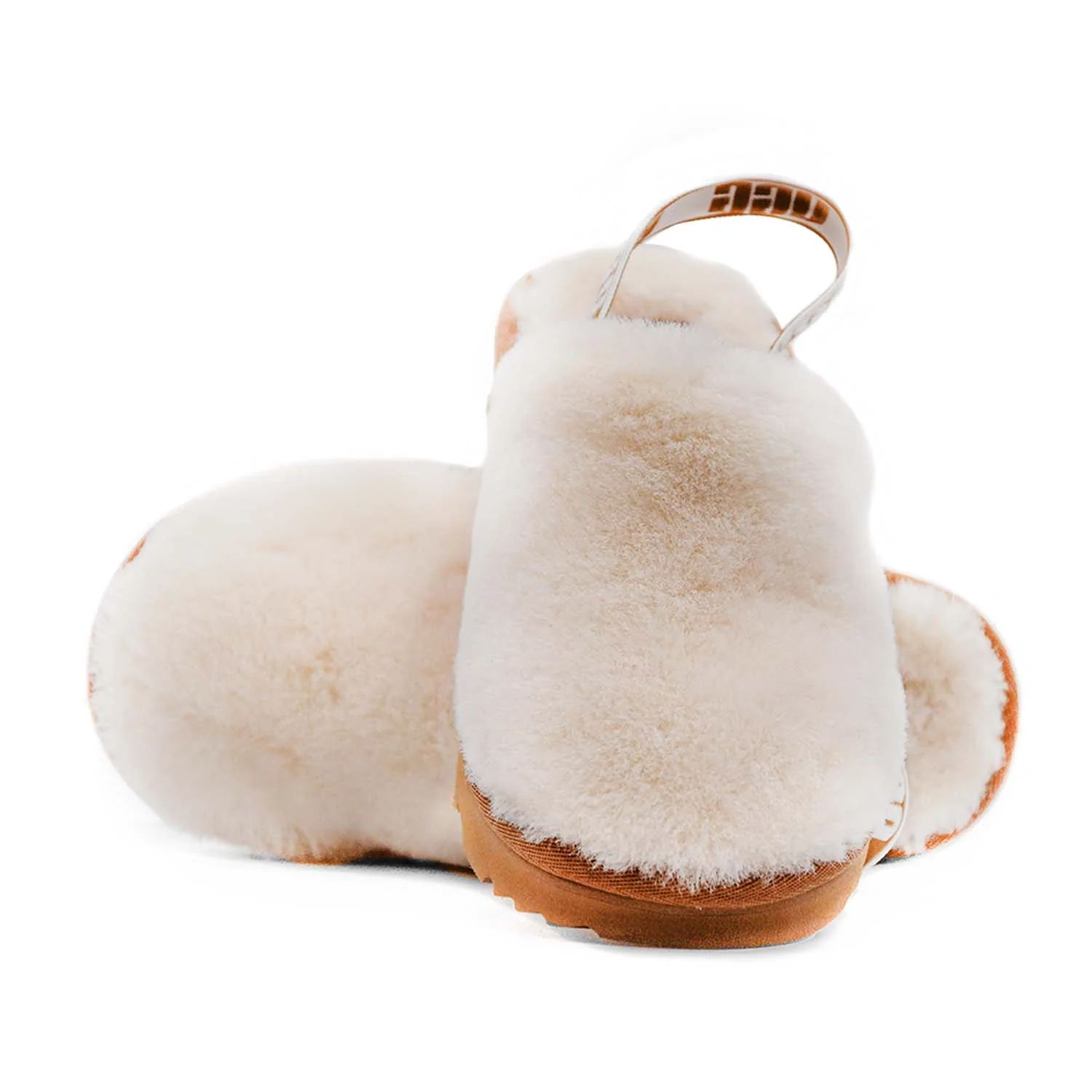 Ugg Fluff Yeah Clog Beige Sabot Bambino Elastico Logo Grafico - Image 3