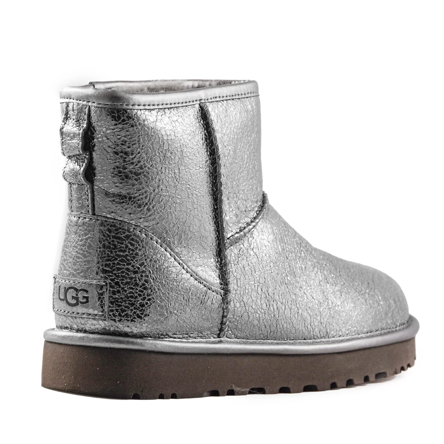 Ugg Stivaletti Classic Mini Donna Metallic Argento Con Montone - Image 3