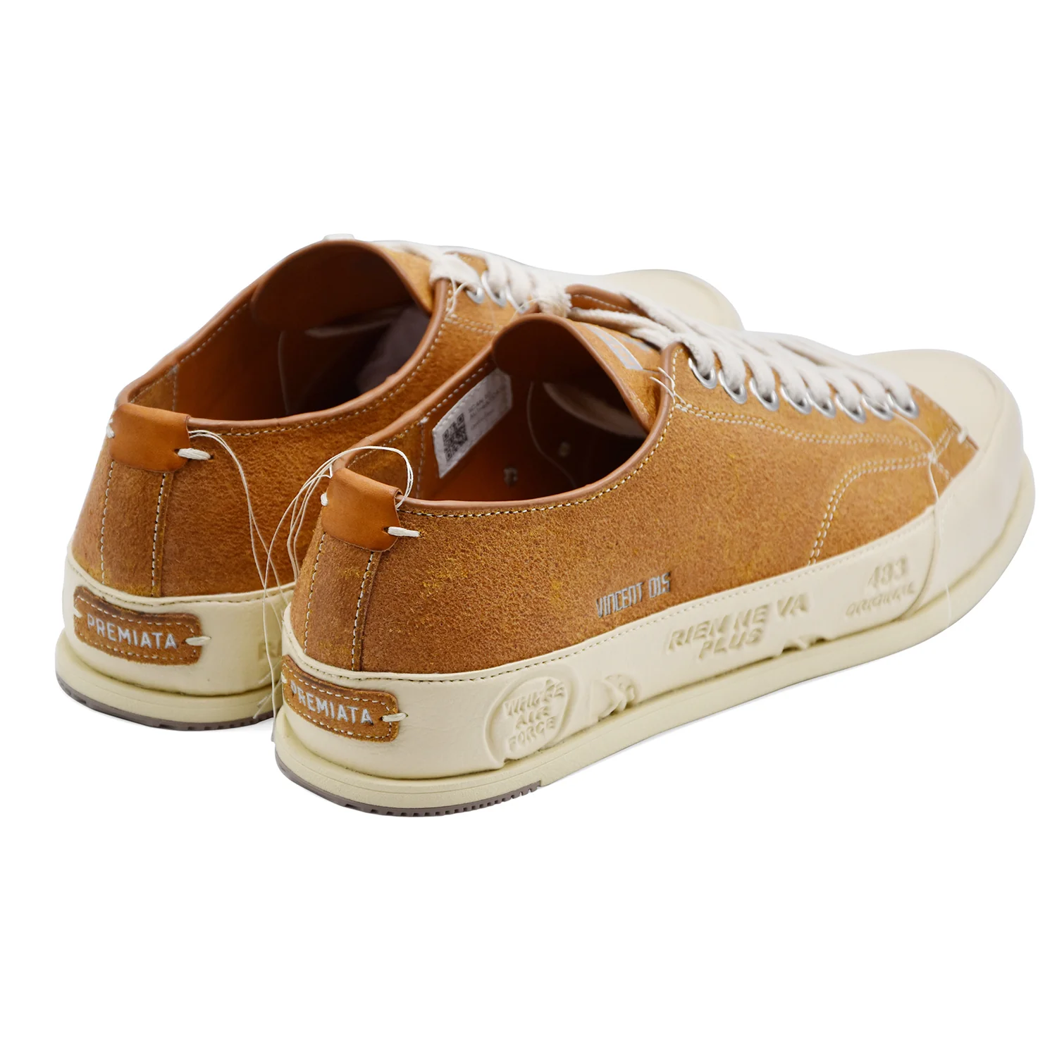 Sneakers Premiata Vince015 Uomo In Suede Ocra Con Suola Avorio - Image 5
