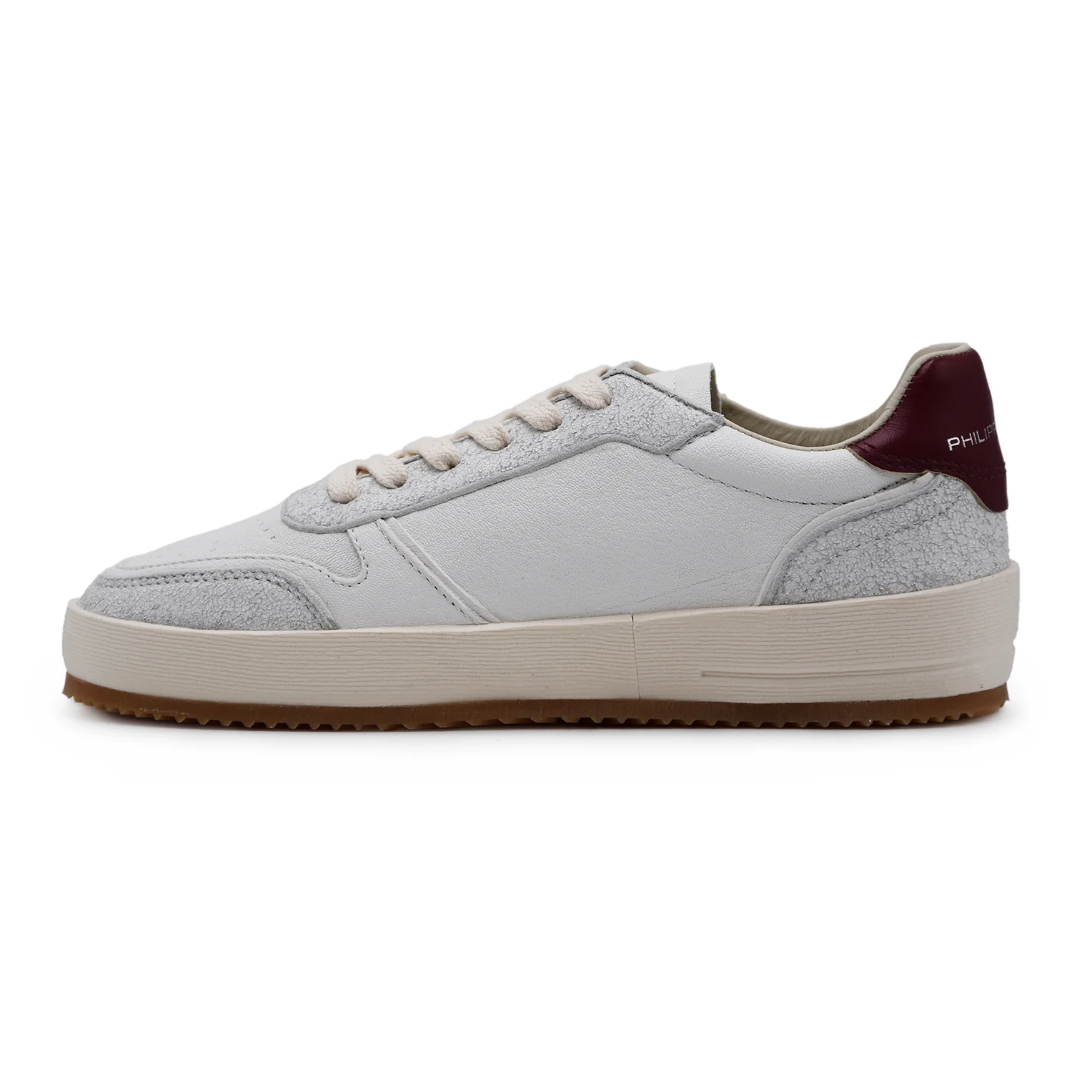 Sneakers Philippe Model Nice Low Donna Bianco Vinaccia Cracklè - Image 3
