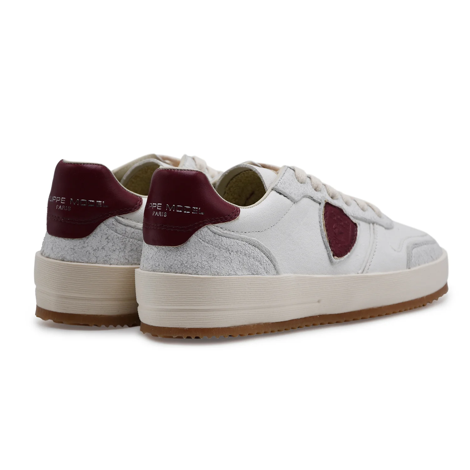 Sneakers Philippe Model Nice Low Donna Bianco Vinaccia Cracklè - Image 4
