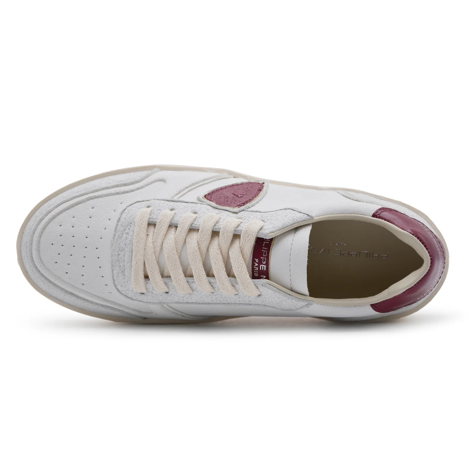 Sneakers Philippe Model Nice Low Donna Bianco Vinaccia Cracklè - Image 5
