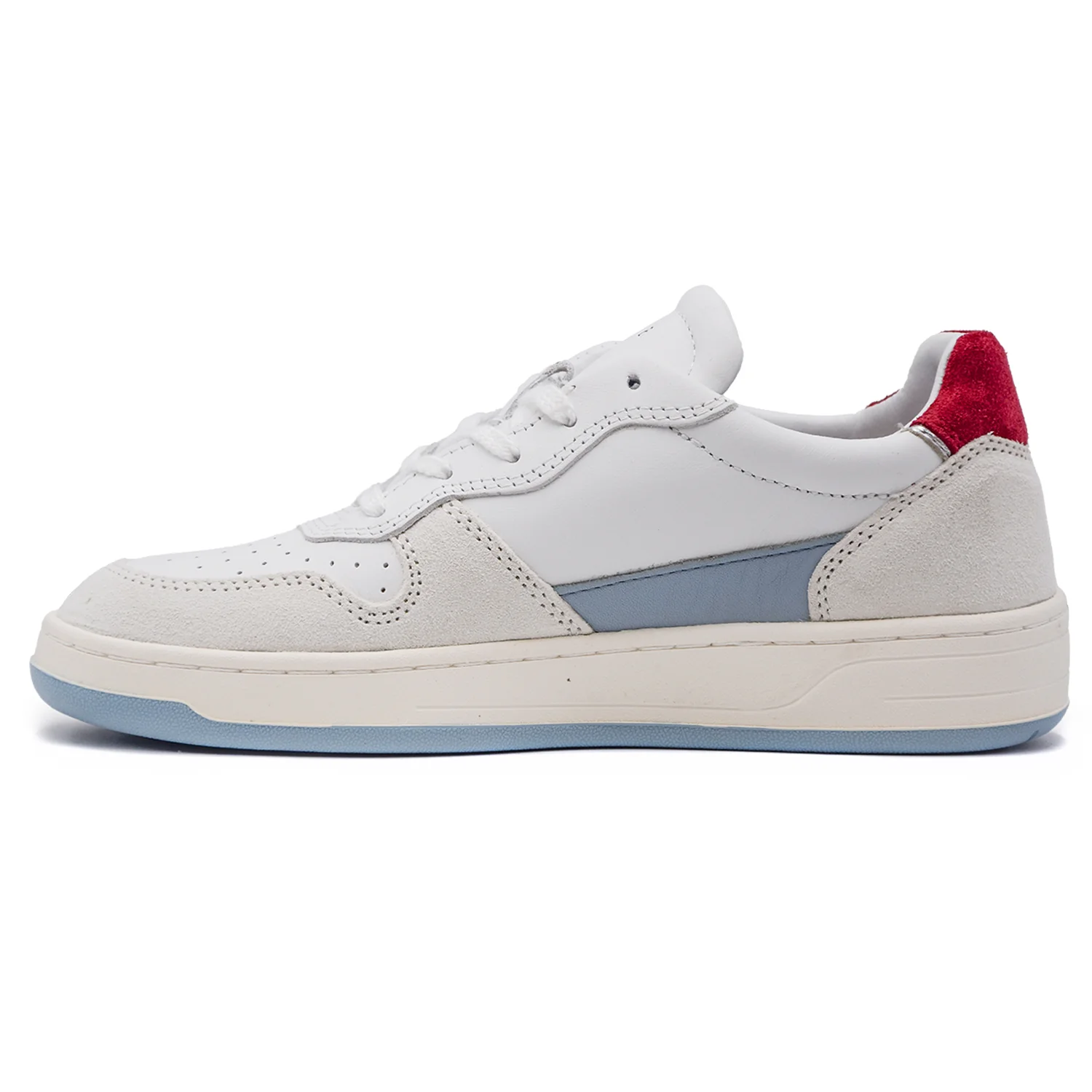 D.A.T.E. Donna Sneakers Court Bianco Bordeaux Con Punta Traforata - Image 5