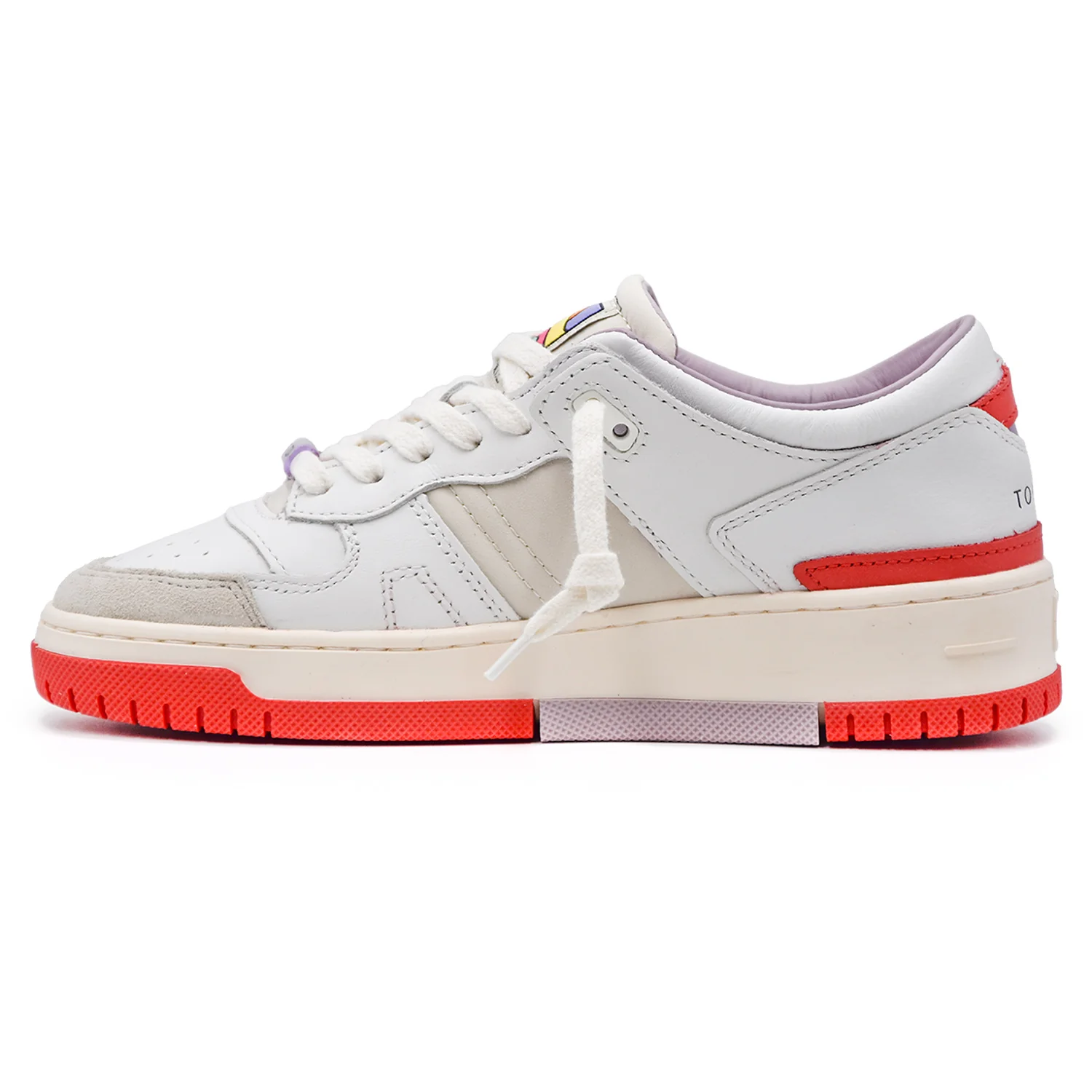D.A.T.E. Sneakers Torneo '80 Donna Bianco Ricamo Rosso Esterno - Image 3