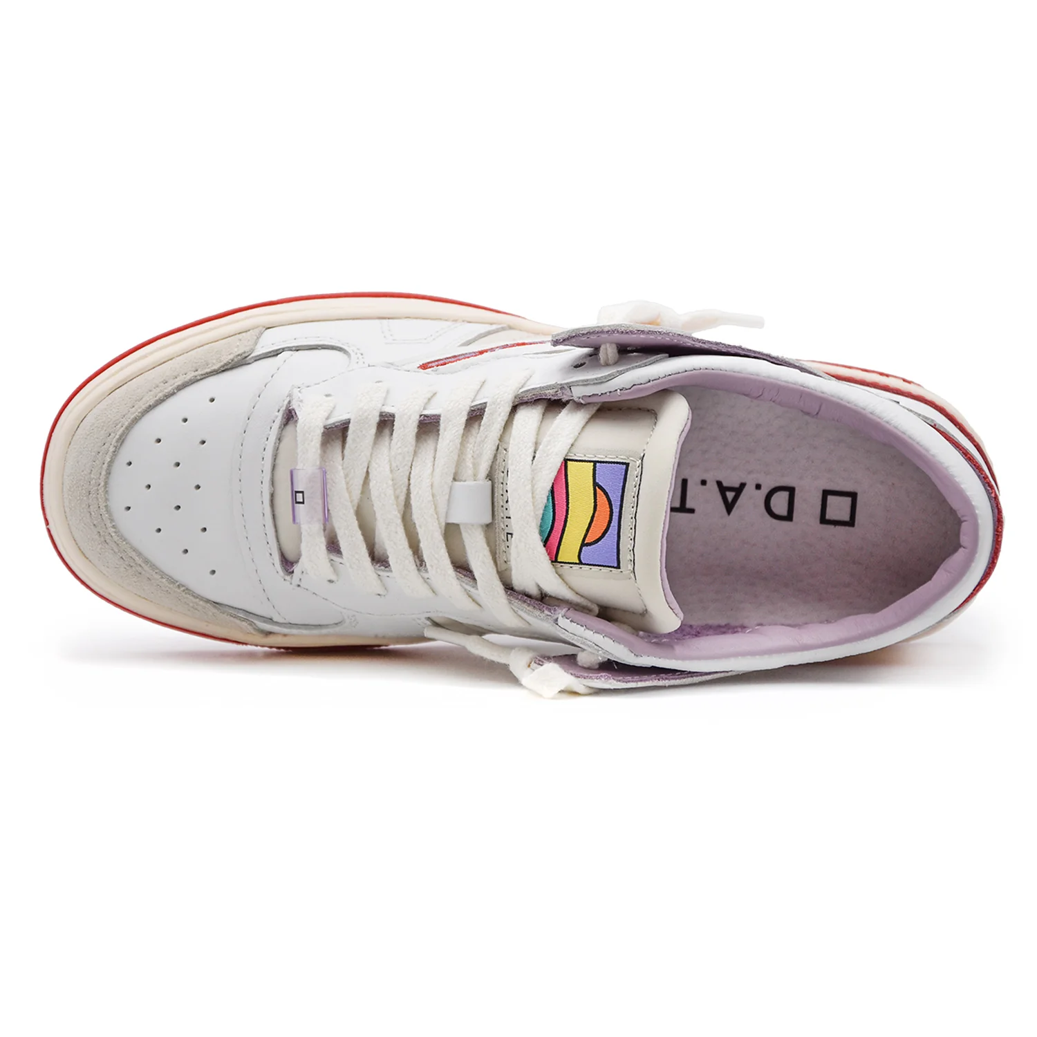 D.A.T.E. Sneakers Torneo '80 Donna Bianco Ricamo Rosso Esterno - Image 4