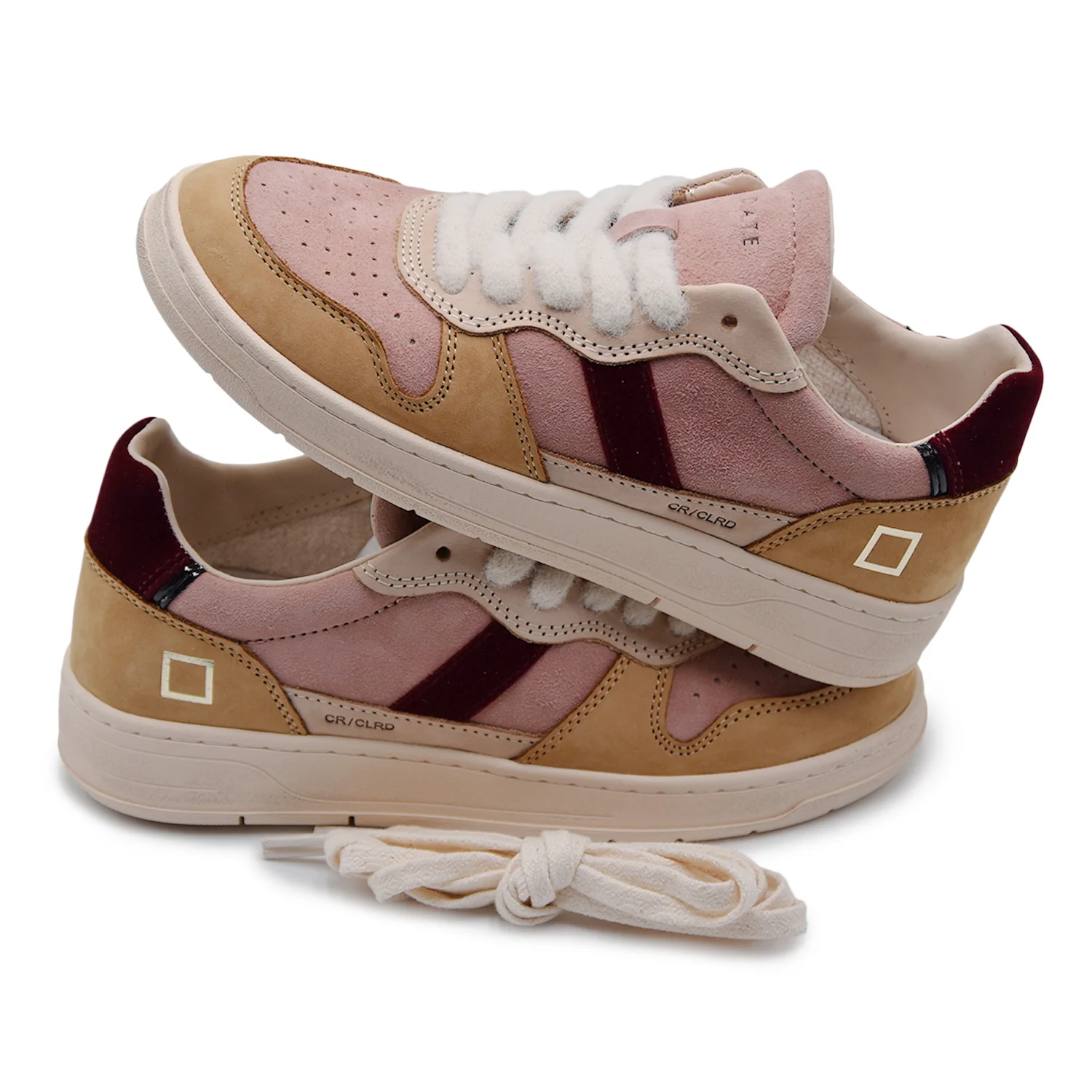 Sneakers D.A.T.E. Court 2.0 Donna Camoscio Rosa Velluto Bordeaux - Image 3