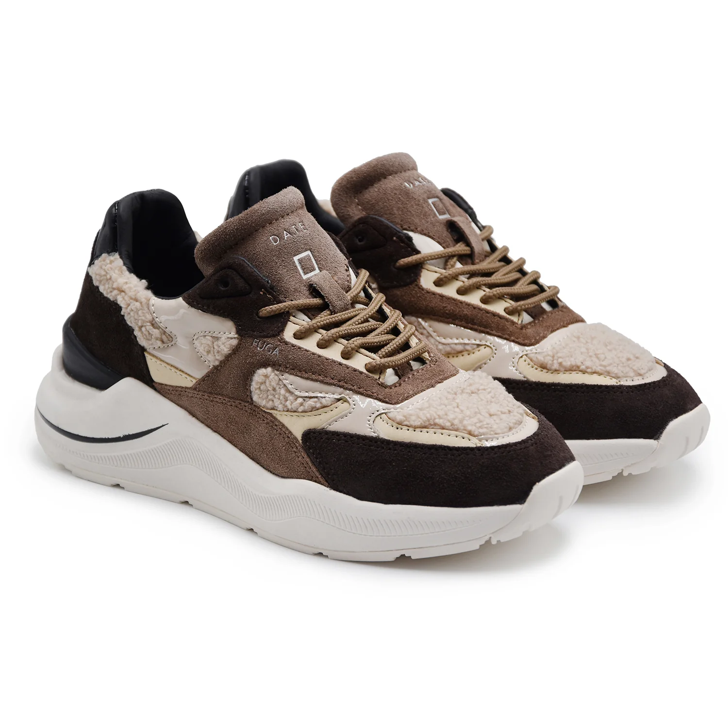Sneakers Donna D.A.T.E. FUGA Pelle Scamosciata Marrone E Teddy - Image 2