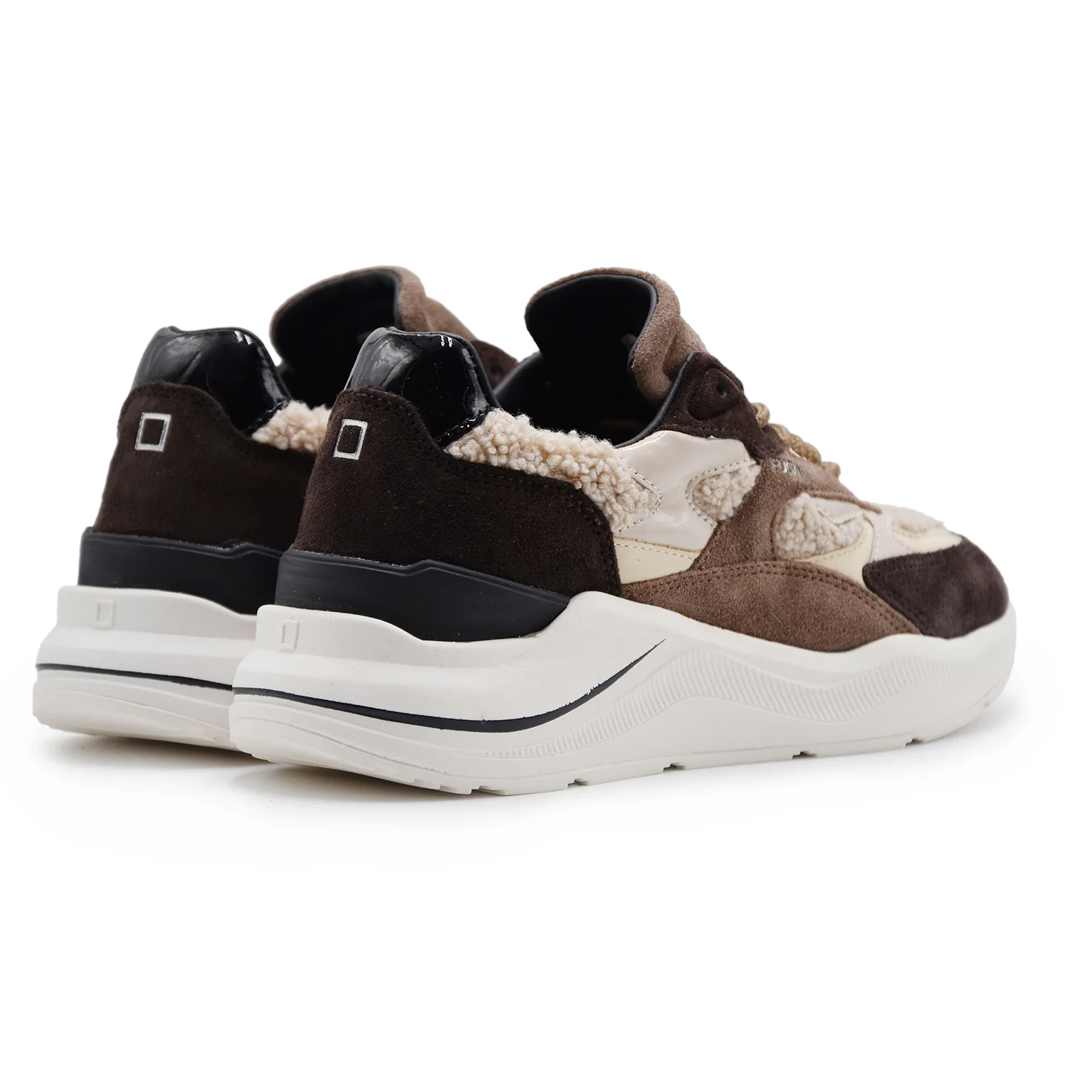 Sneakers Donna D.A.T.E. FUGA Pelle Scamosciata Marrone E Teddy - Image 3