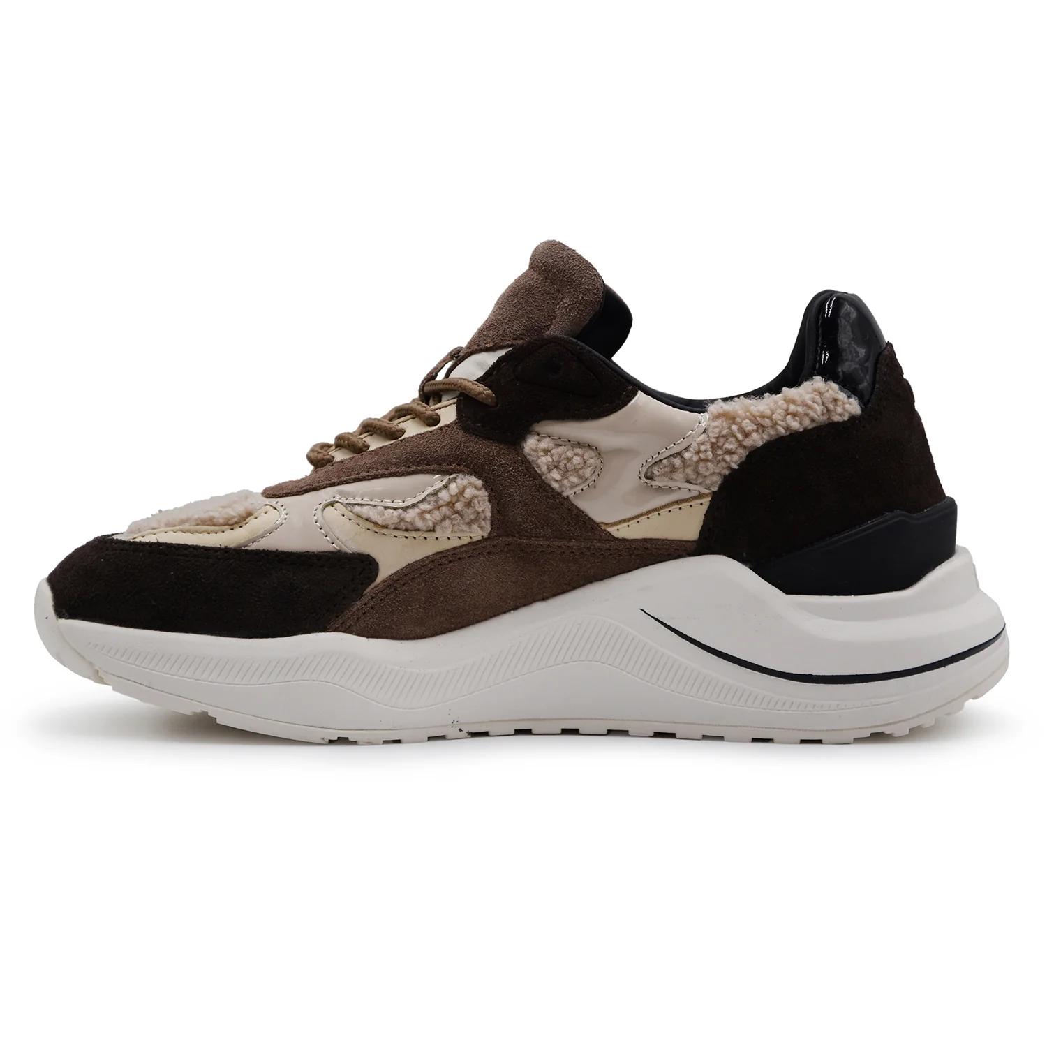 Sneakers Donna D.A.T.E. FUGA Pelle Scamosciata Marrone E Teddy - Image 4