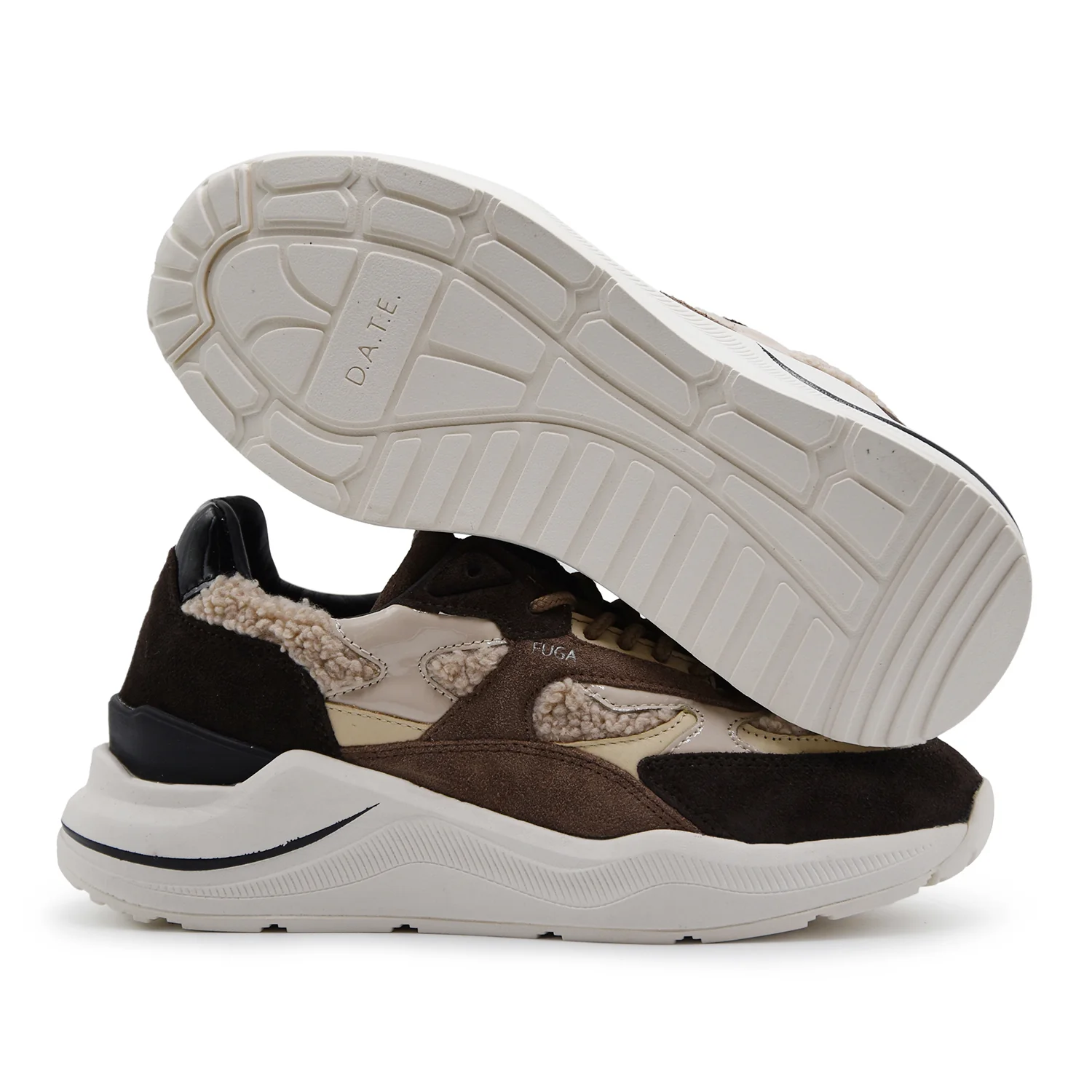 Sneakers Donna D.A.T.E. FUGA Pelle Scamosciata Marrone E Teddy - Image 5