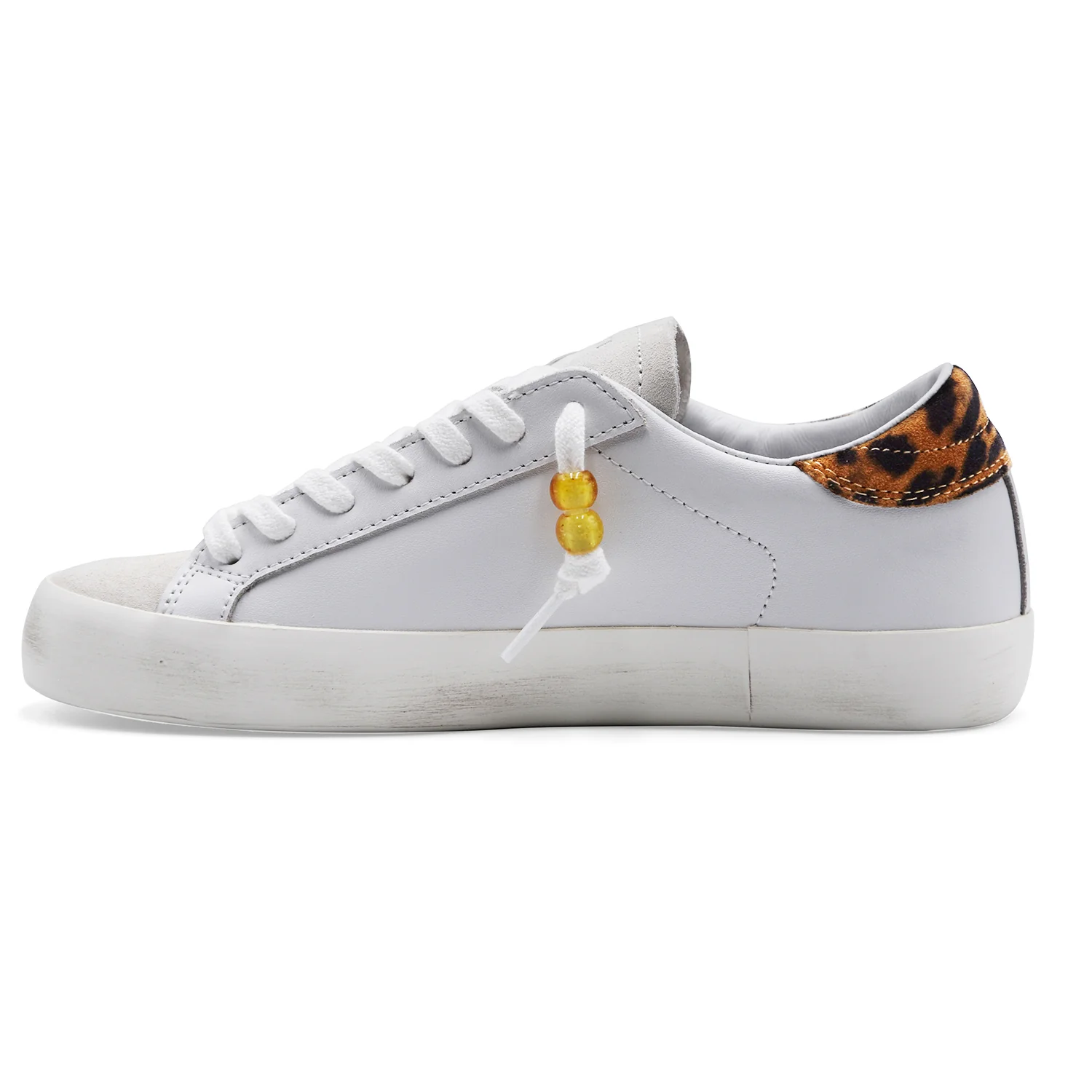 Sneakers D.A.T.E. Donna Hill Low White Leopard Charm Decorativo - Image 4