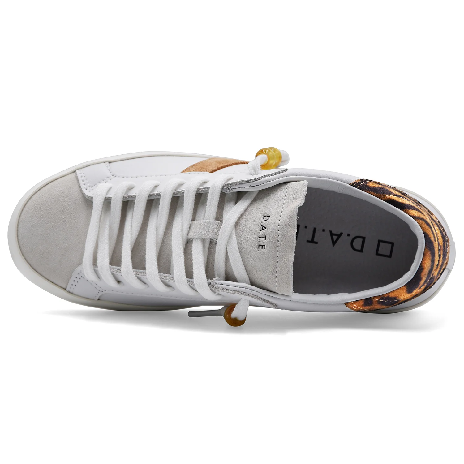 Sneakers D.A.T.E. Donna Hill Low White Leopard Charm Decorativo - Image 5