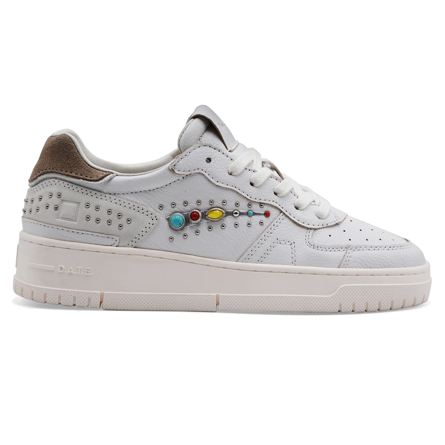 Sneakers D.A.T.E. Donna In Pelle Bianca TORNEO PURE STUDS WHITE