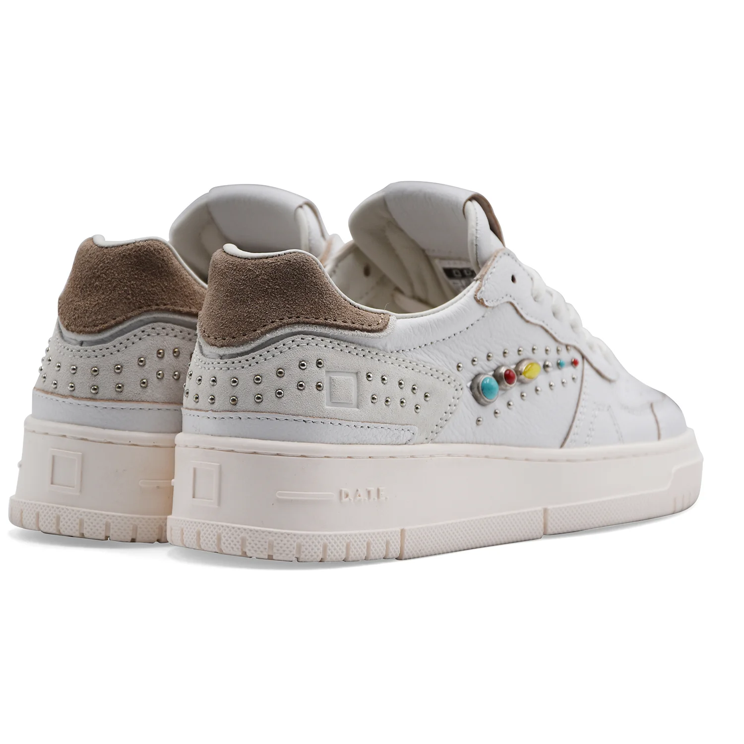 Sneakers D.A.T.E. Donna In Pelle Bianca TORNEO PURE STUDS WHITE - Image 4