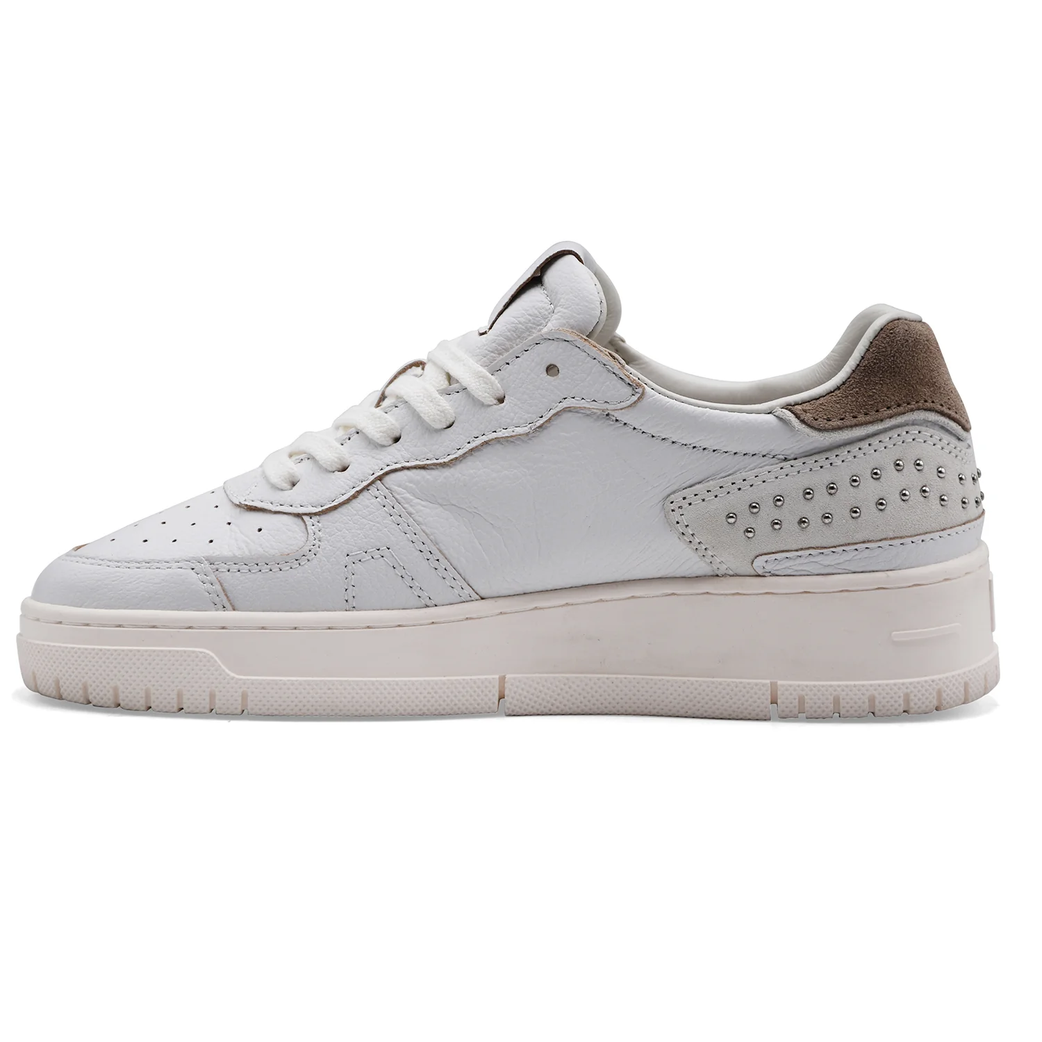 Sneakers D.A.T.E. Donna In Pelle Bianca TORNEO PURE STUDS WHITE - Image 5