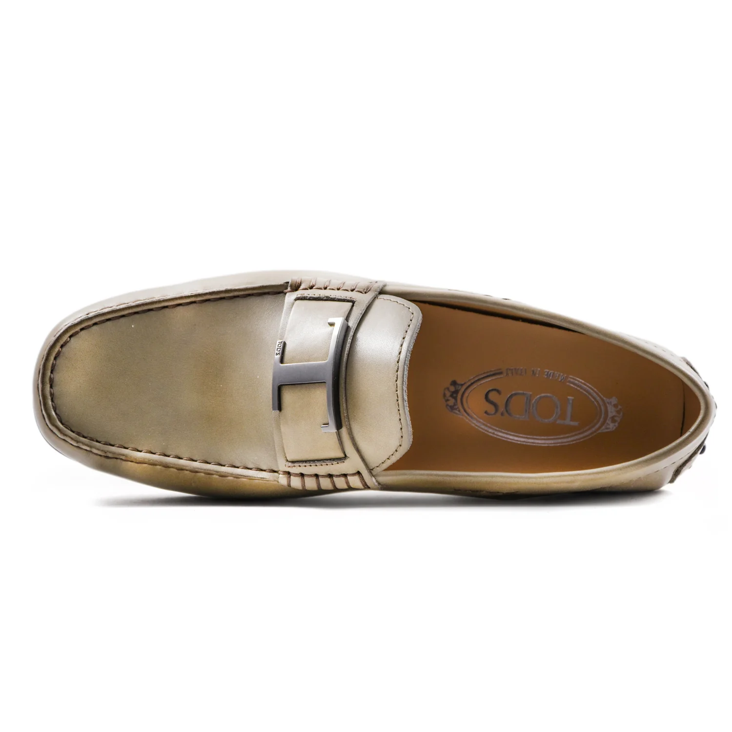 Tod's Mocassini Uomo City Grigio Con Accessorio T In Metallo - Image 4